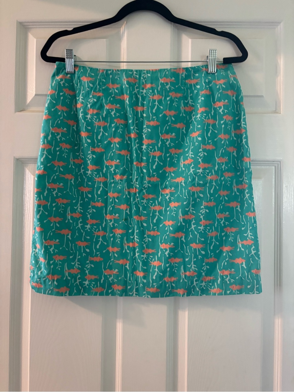 Lilly Pulitzer Teal Skirt with Coral underwater print.